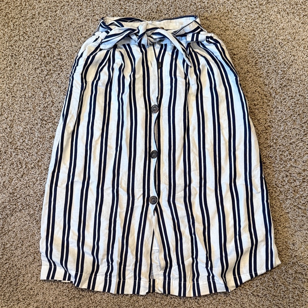Striped Button-Down Skirt